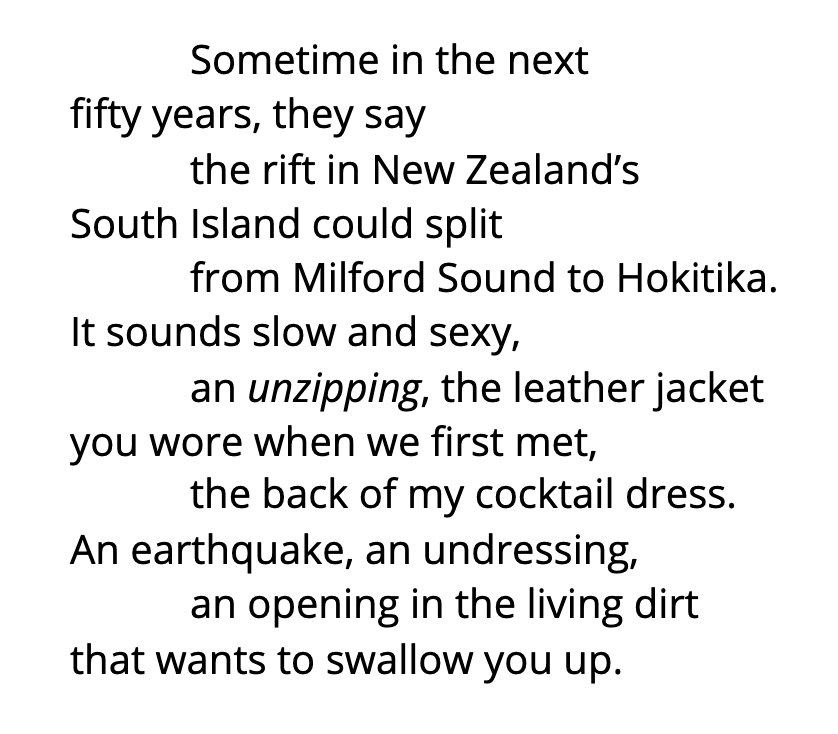 An image showing the formatting of the text of the poem, indented on every second line.