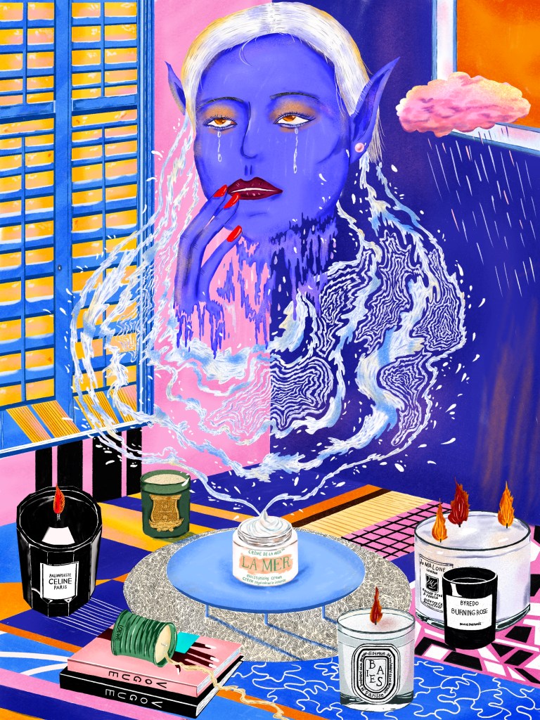 Limited art prints, the color of the whole picture is purple, and the purple woman in the middle her white hair becomes a vortex and is integrated into the white LAMER below